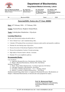 MBBS Glycolysis Tutorial Notice - King Edward Medical University