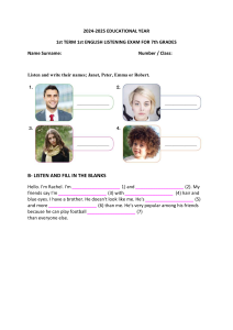 7th Grade English Listening Exam 2024-2025