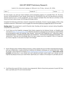 EAS 207 OEMP Preliminary Research: Portable Pool Lift Design