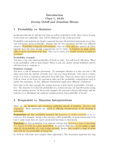 Introduction to Probability and Statistics: 18.05 Class 1