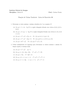 C&aacute;lculo II: Lista de ejercicios de funciones de varias variables 06