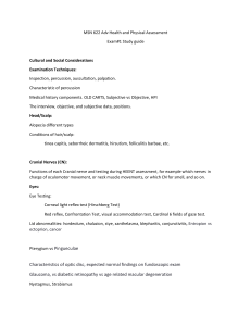 MSN 622 Health Assessment Exam 1 Study Guide