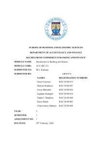 University Assignment: Introduction to Banking and Finance