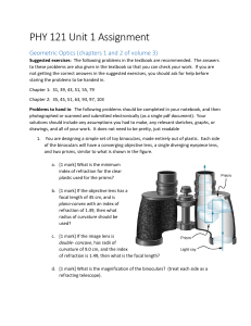 PHY 121 Unit 1 Assignment: Geometric Optics Problems