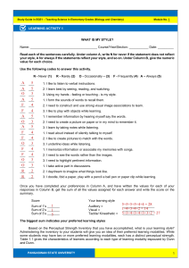 Learning Styles Questionnaire: EGE1 Study Guide