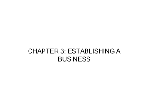 Chapter 3: Establishing a Business - Instructor's Manual