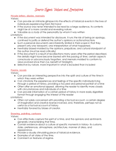 Source Types: Values and Limitations in Historical Research