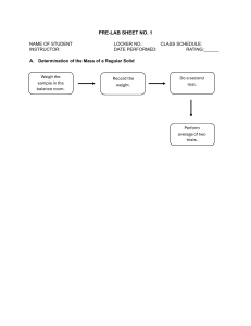 Pre-Lab Sheet 1: Mass of a Regular Solid