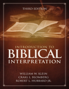 Introduction to Biblical Interpretation Third Edition Textbook