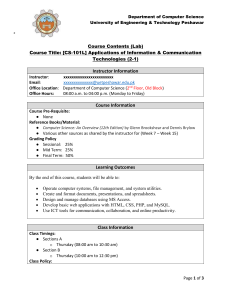 CS-101L Syllabus: ICT Applications