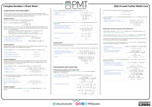 Complex Numbers Cheat Sheet AQA A Level Further Maths