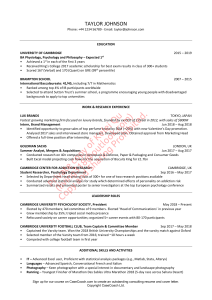 Taylor Johnson Resume - Cambridge Graduate