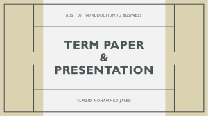BUS 101 Term Paper & Presentation Assignment