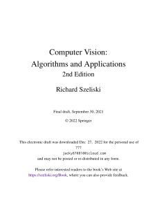 Computer Vision - Algorithms and Applications 2nd Edition, Richard Szeliski