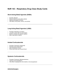 Respiratory Drug Class Study Cards for Nursing