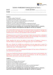 Feuille de travail de fran&ccedil;ais 8e ann&eacute;e : Pratique d'&eacute;criture Trimestre 1