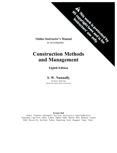 Instructor's Manual: Construction Methods and Management 8th Ed