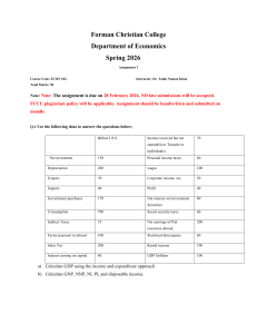 ECON 102 Assignment 1: GDP & National Income Calculations