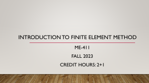 ME-411: Introduction to Finite Element Method Course Syllabus