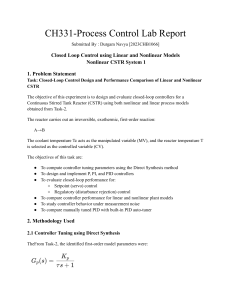 CH331 Process Control Lab Report: CSTR Closed-Loop Control
