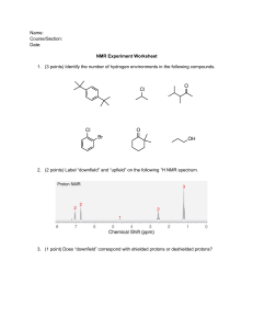 NMR Experiment Worksheet - Chemistry Practice