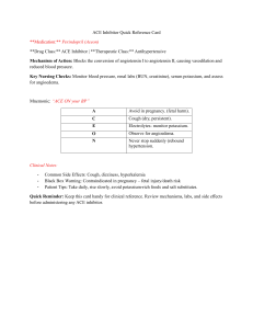 Perindopril (Aceon) ACE Inhibitor Quick Reference Card