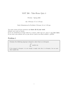 MAT 266 Take-Home Quiz 4 Calculus Improper Integrals