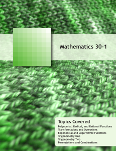 Mathematics 30-1 Workbook: Polynomial, Radical, Rational Functions, Trigonometry, Permutations & Combinations