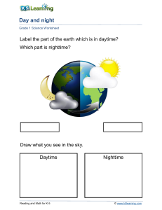 Day and Night Grade 1 Science Worksheet
