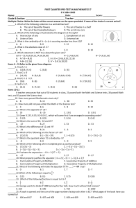 Math 7 Pre-Test: First Quarter 2024-2025