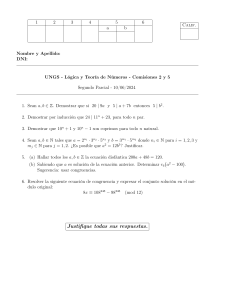 Examen Parcial L&oacute;gica y Teor&iacute;a de N&uacute;meros UNGS