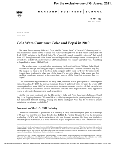 Cola Wars Continue: Coke and Pepsi in 2010 Case Study