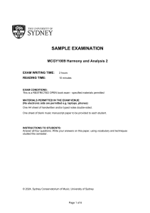 Sample Exam: MCGY1009 Harmony and Analysis 2