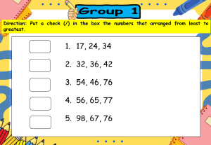 Group 1 Math Worksheet: Ordering Numbers