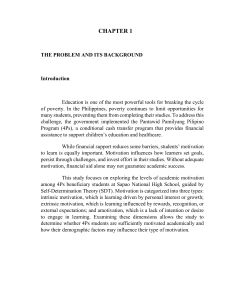 Academic Motivation of 4Ps Beneficiary High School Students