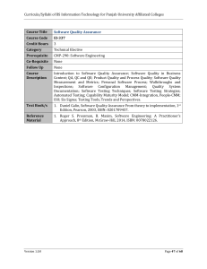 Software Quality Assurance Syllabus EI-337 Punjab University
