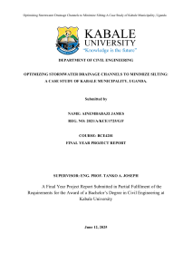 Optimizing stormwater drainage Channels to minimize silting: A case study of Kabale Municipallityi