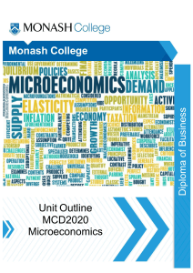 Monash College MCD2020 Microeconomics Unit Outline