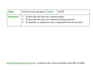 IGCSE Chemistry: Tests for Ions and Gases