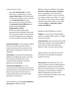 Ethics and Culture: Cultural Relativism vs Universal Principles