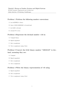 Tutorial 1: Number Systems & Digital Systems Problems