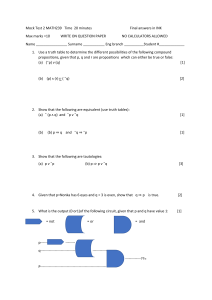 MATH239 Mock Test 2: Propositional Logic Questions