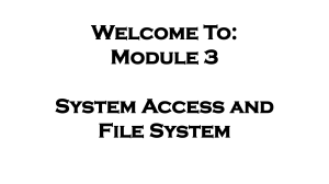 Module 3: System Access and File System in Linux