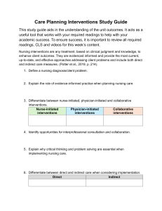 Care Planning Interventions Study Guide