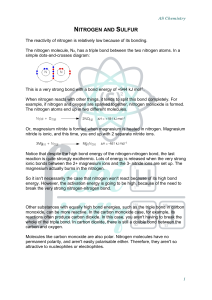 AS Chemistry: Nitrogen and Sulfur Reactivity
