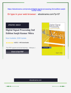 Digital Signal Processing 2nd Edition by Sanjit Kumar Mitra