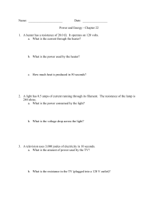 Power and Energy Physics Worksheet - Chapter 22
