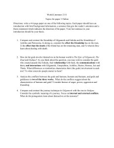World Literature 2111 Paper Topics: Gilgamesh, Iliad, Oedipus