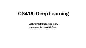 CS419: Deep Learning - Lecture 1