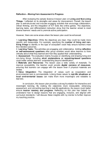 Reflection on Science 6 Lesson Plan: Living & Non-Living Things